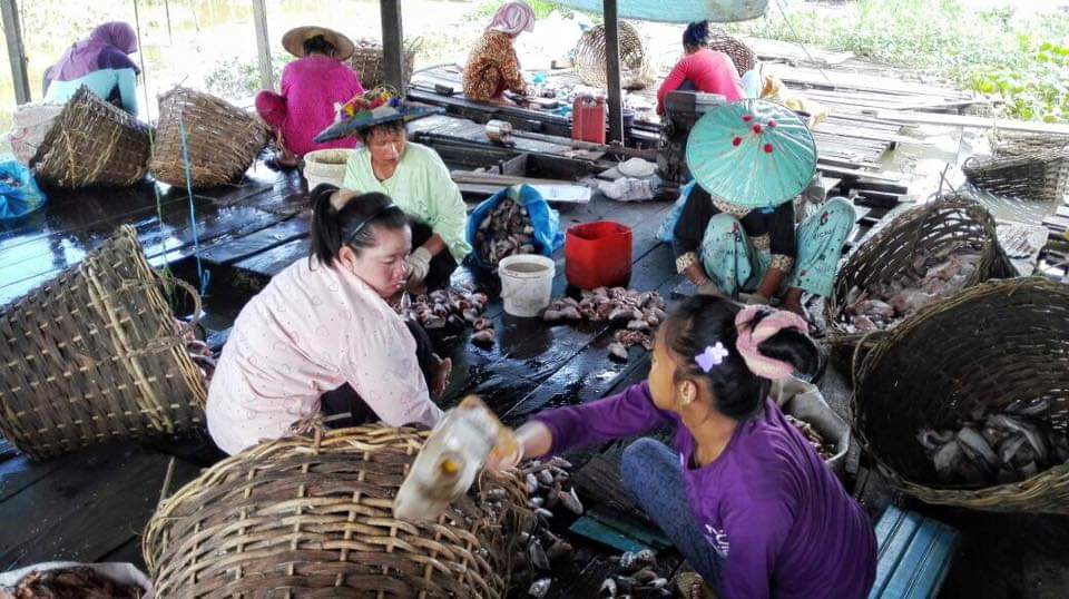 Suasana pengolahan ikan asin Desa Jantur