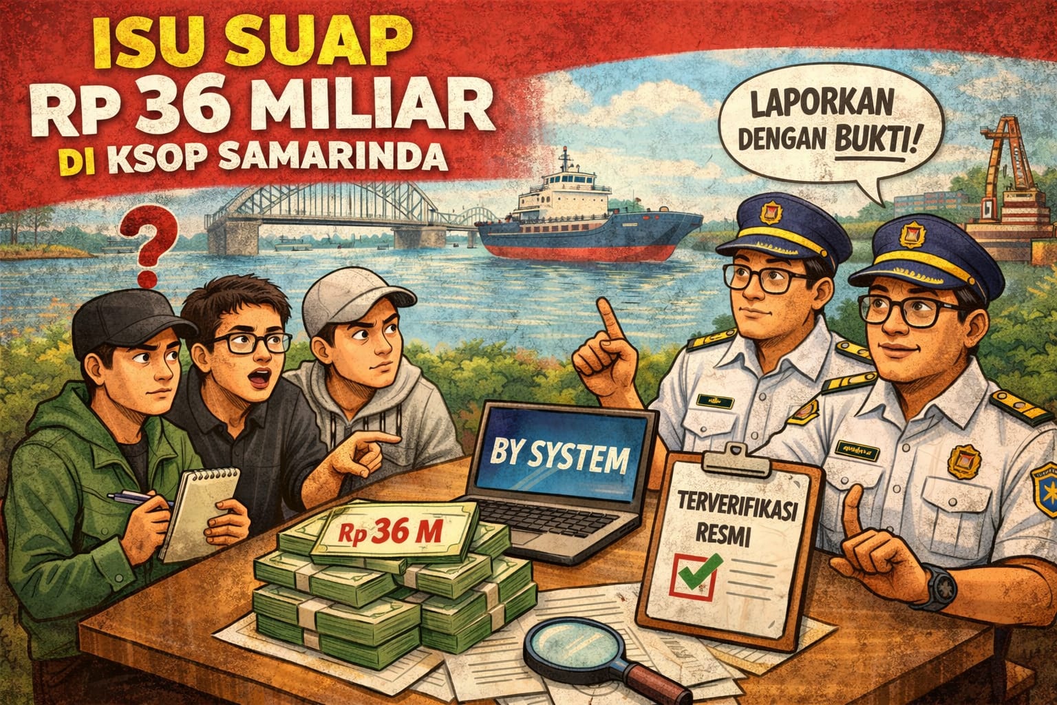 Mahasiswa UINSI Samarinda melakukan audiensi di KSOP Kelas I Samarinda, membahas isu dugaan suap Rp36 miliar. KSOP menekankan pelayanan sudah berbasis sistem dan meminta tudingan disertai bukti. (Ilustrasi AI).