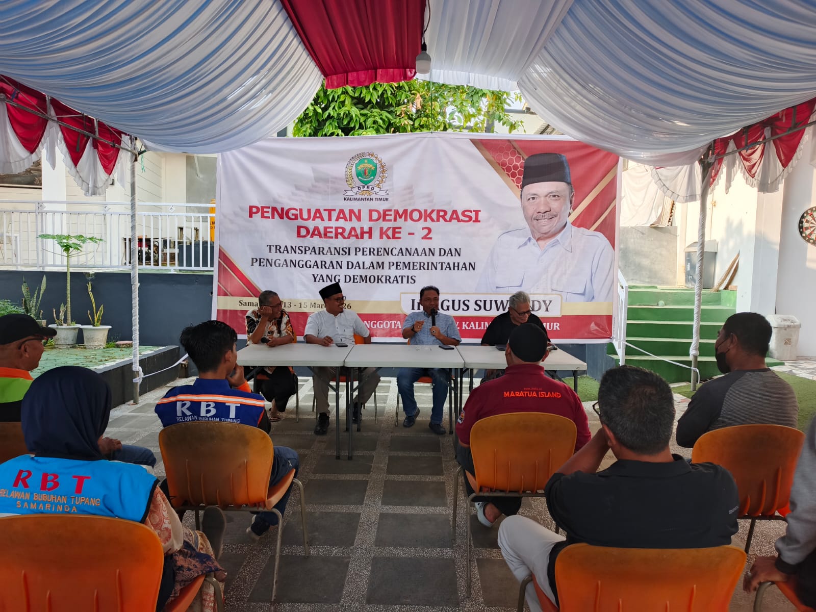 Anggota DPRD Kalimantan Timur Agus Suwandi menyampaikan materi Penguatan Demokrasi Daerah bertema transparansi perencanaan dan penganggaran dalam pemerintahan yang demokratis di Samarinda, Minggu, 15 Maret 2026